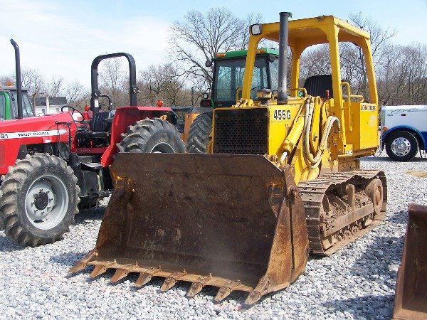 John Deere 455 G Crawler Loader w/ 4-1 Bucket: JD 455 G Cralwer Loader, 4-1 Bucket, ROPS, Power Shift, Pedal Steer, 85% Undercarrage, Ser # 7481341 Tag # 30768 This is an auction to be held on our premises, on Monday April 9th, starting at 8:30 a.
