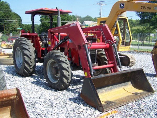 Massey Ferguson 281 Special 4x4 Tractor w/ Loader: This is a 75 horsepower diesel tractor that shows 608 hours. This tractor comes with: 2 rear remotes, ROPS with canopy, joystick loader valve, manual trans., R-1 tires, and 18.4-30 rear tires 80%. Tag
