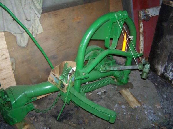 John Deere 8' 3pt Sickle Bar Mower for Tractors: This is a nice restored 3pt John Deere Sickle bar mower for tractors. After looking agian this is a Ford 501 Painted JD Green The Charles H. Hazlett Estate Antique John Deere Tractor, Parts, Memorabil