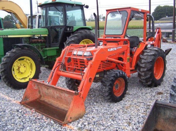 Kubota L3650 4x4 Compact Tractor Loader Backhoe: Kubota L3650 4x4 Compact Tractor with Sims Soft Cab LA650A Loader and Woods 7500 Self Contained Backhoe, 40 Horsepower Diesel Engine, GST, 58" Front Bucket, 12" Rear Bucket, PTO, Heat, and 17.5L-24 Re