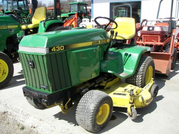Nice John Deere 430 Lawn and Garden Tractor!!!!: Nice John Deere 430 Lawn and Garden tractor. This tractor is about as nice of a 430 as I have ever seen. This unit comes with 3 cyl diesel engine, power steering, 50 inch mower, hydro, 600 original ho