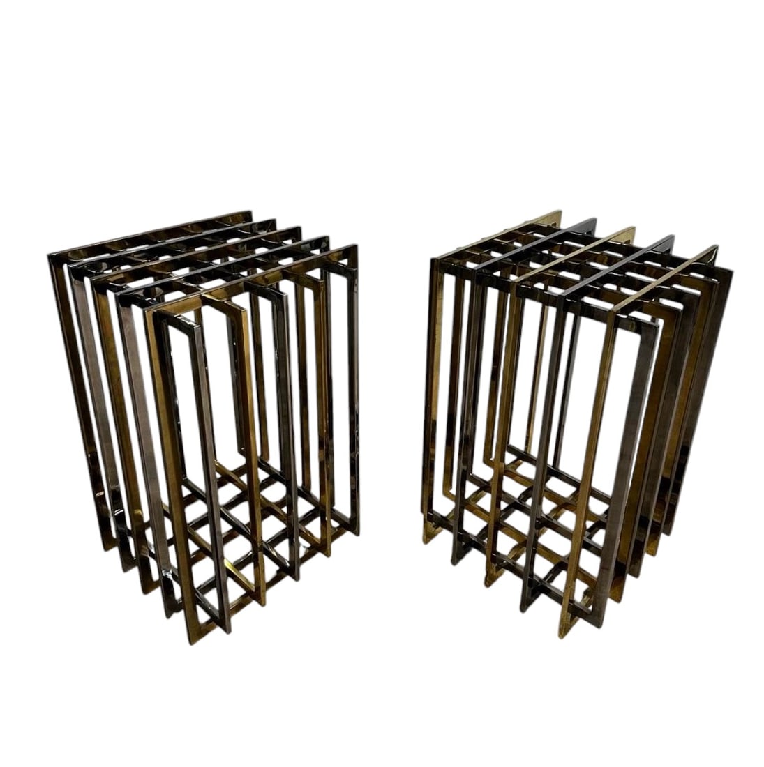 Pierre Cardin, Geometric Chrome and Brass Cage Dining Table Bases, 1970 (1 of 5)