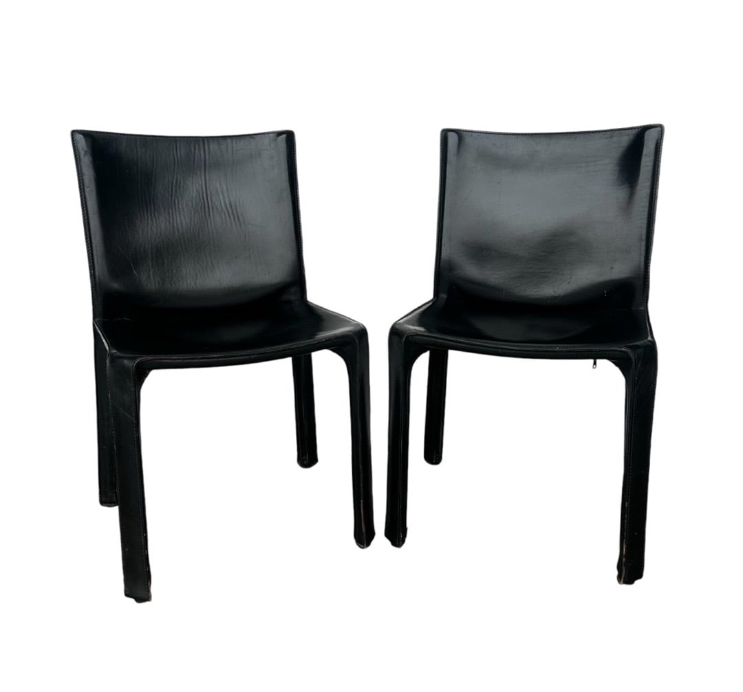 Mario Bellini for Cassina, Black Leather Cab Chairs, Italy (1 of 6)