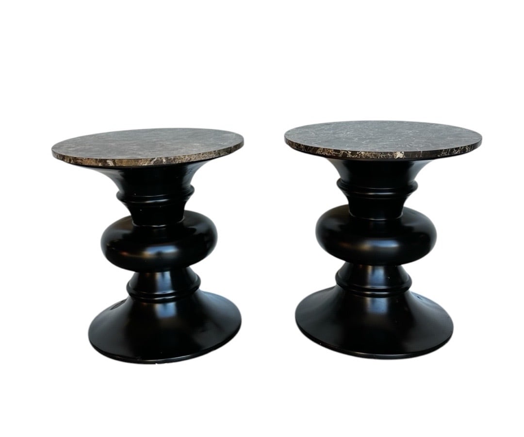 Eames Style, Turned Side Table w/ Stone Top (1 of 6)