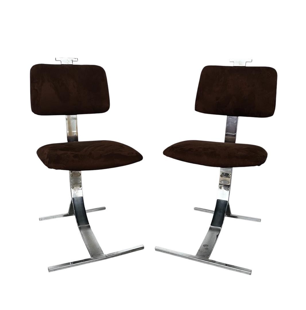 Vintage French Maison CC Dining Chairs, 1970: Indulge in the exquisite elegance of the Vintage French Maison CC Dining Chairs, a stunning pair that seamlessly marries modern design with timeless sophistication. Crafted in the 1970s, these chairs 