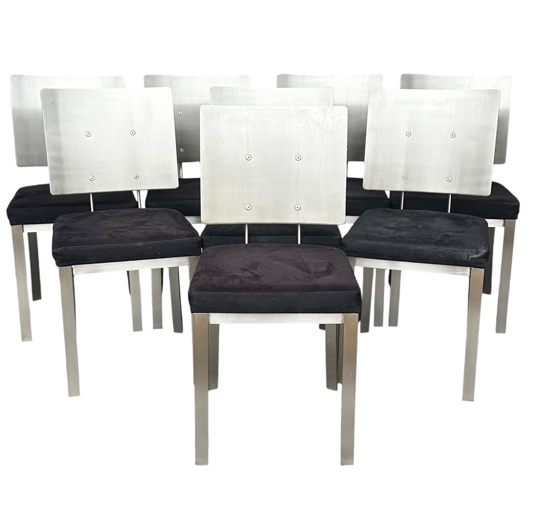 Art Deco Style, Steel and Suede Dining Chairs (1 of 6)