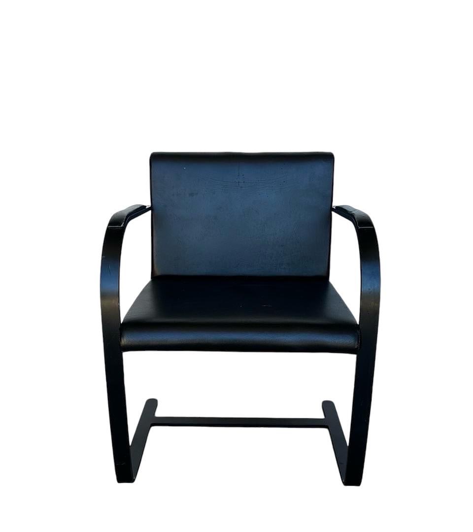 Mies Van Der Rohe for Knoll "Brno Flat Bar Chair Black Leather (1 of 7)
