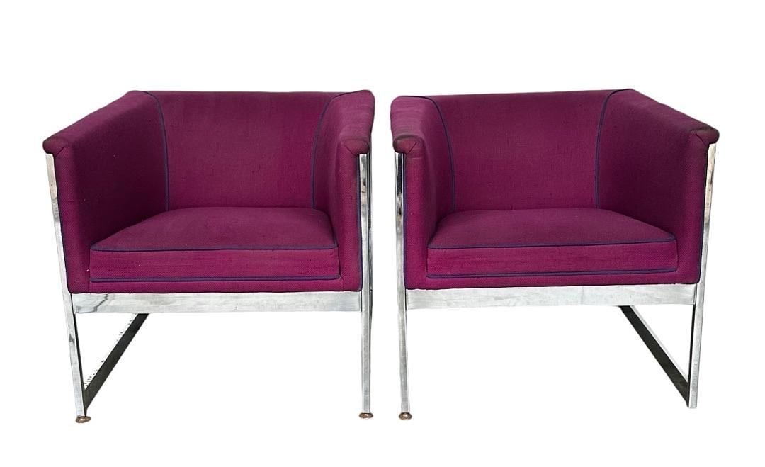 Milo Baughman for Thayer Coggin, T-Back Club Chairs: Milo Baughman for Thayer Coggin, T-Back Club ChairsMeasure26" tall 27" wide 28.5" deep, seat height 17" seat depth 19"