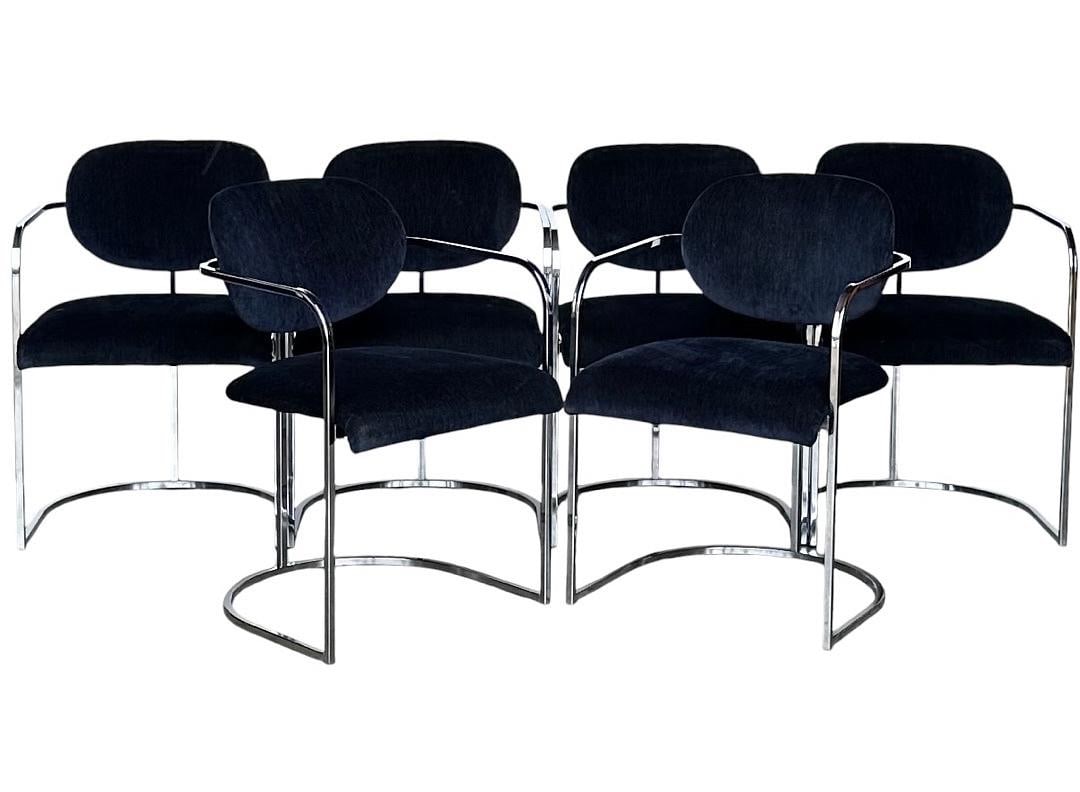 6 Style of Milo Baughman Mid Century Chrome Canteliver Chairs: 6 Style of Milo Baughman Mid Century Chrome Canteliver ChairsMeasure 31" tall 21.25" wide 23" deep, seat height 19.5 18.5" deep