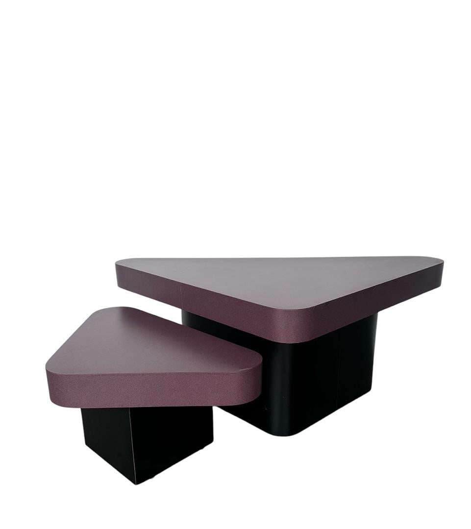 Post Modern Style, Purple and Black Triangular Laminate Coffee Tables (1 of 7)