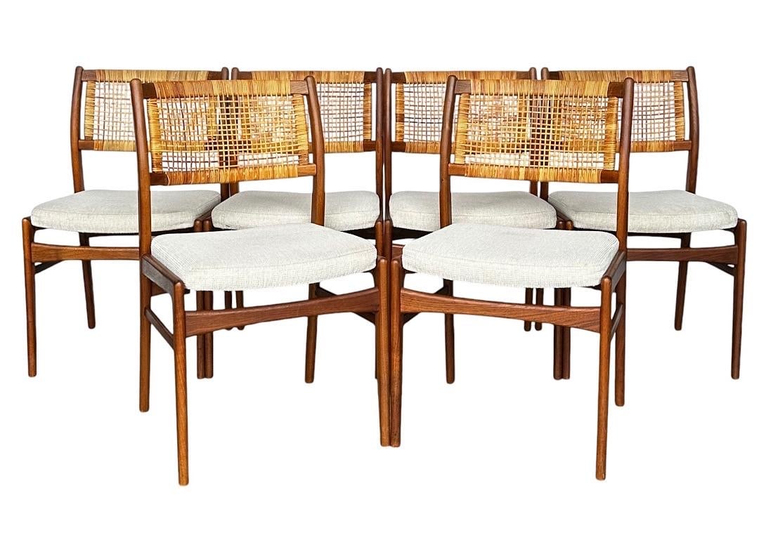 6 DUX Rare Mid Century Teak/Cane Dining Chairs, Danish (1 of 6)