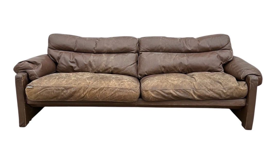 De Sede, Brown Leather Sofa, Switzerland: De Sede, Brown Leather Sofa, Switzerland. 29”H x 89”W x 36”D Seat: 16”H x 17.5”D