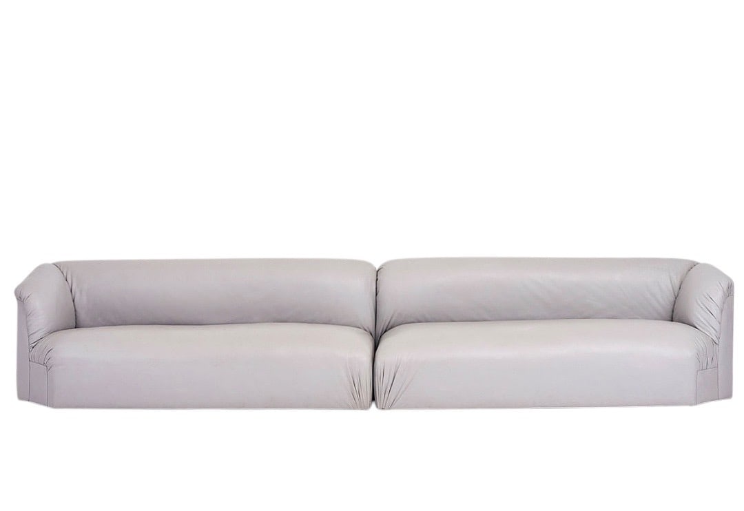 Post Modern Style, Grey Leather Sectional: Post Modern Style, Grey Leather Sectional. 29”H x 153”W x 33”D Seat: 15”H x 22”D