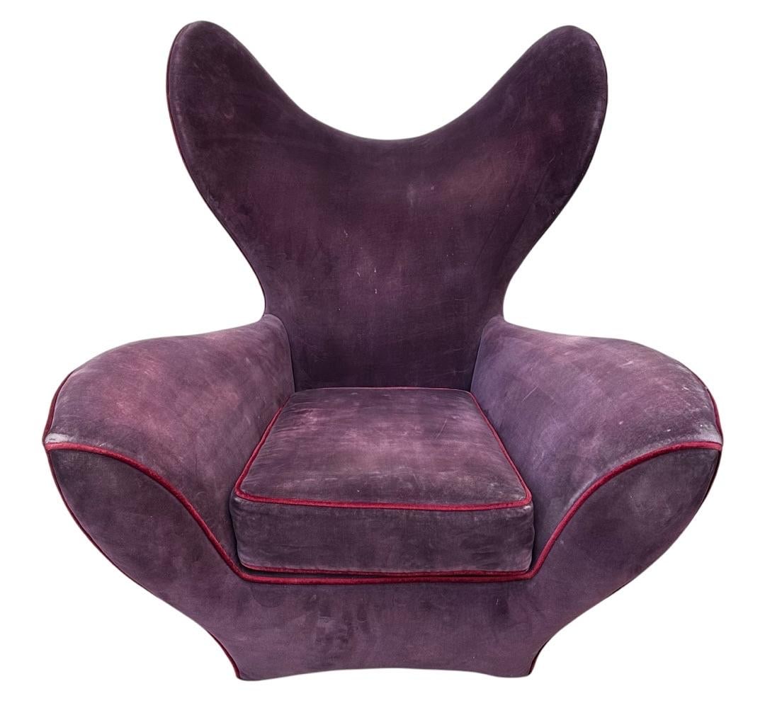 Post Modern Style, Sculptural Wing Back Lounge Chair: Post Modern Style, Sculptural Wing Back Lounge Chair. 46.5”H x 39.5”W x 40”D Seat: 17”H x 24”D