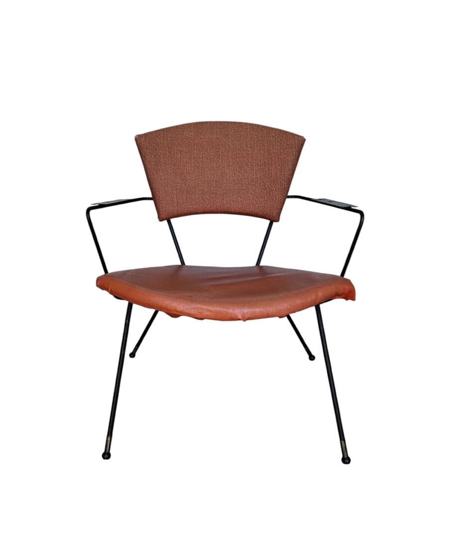 Joseph Cicchelli for Reilly-Wolff, Atomic Wrought Iron Lounge Chair, 1950s: Joseph Cicchelli for Reilly-Wolff, Atomic Wrought Iron Lounge Chair, 1950s. 27.5”H x 22.5”W x 18.5”D Seat: 16.5”H x 17.5”D