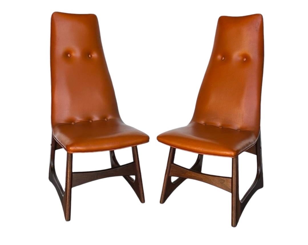 Adrian Pearsall, Orange Vinyl Slipper Lounge Chairs: Adrian Pearsall, Orange Vinyl Slipper Lounge Chairs. 43”H x 17.5”L x 26”W Seat: 16”H x 16”D