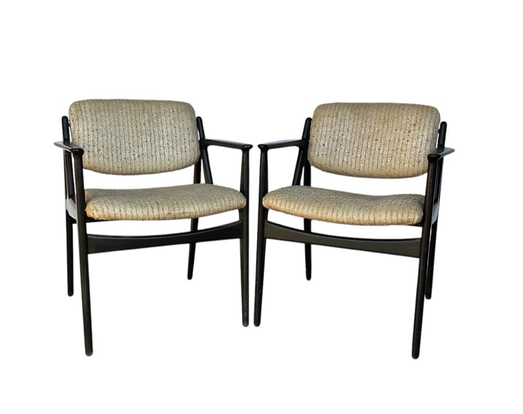 Erik Buch, Mid-Century Teak Armchairs, Denmark, 1960s: Erik Buch, Mid-Century Teak Armchairs, Denmark, 1960s. 33.5"H x 28.5"W x 27.5"D Seat: 18"H x 18"D