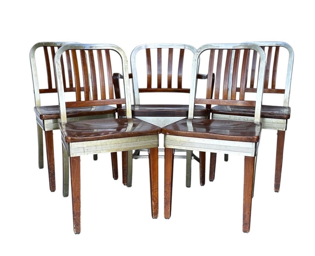 Shaw Walker, Model 8312 Wood and Aluminum Chairs: Shaw Walker, Model 8312 Wood and Aluminum Chairs. 31”H x 17”W x 21.5”D Seat: 17”H x 19”D