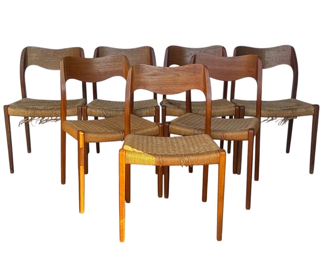 Niels Otto Møller, 'Model 71' Teak Dining Chairs, Denmark: Niels Otto Møller, 'Model 71' Teak Dining Chairs, Denmark. 31”H x 19”W x 19”D Seat: 17”H x 17”D