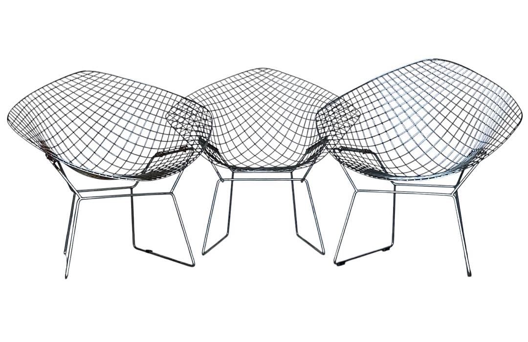 Bertoia for Knoll, Mid-Century Diamond Wire Chairs: Bertoia for Knoll, Mid-Century Diamond Wire Chairs