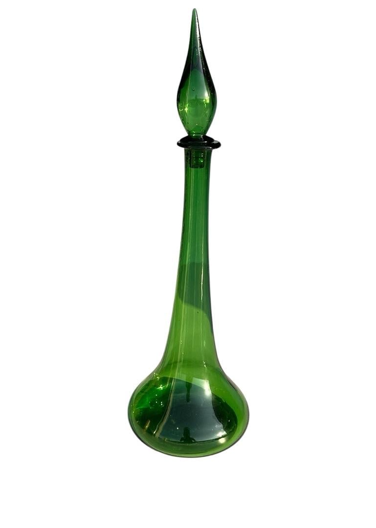 Empoli, Emerald Green Glass Decanter/ Genie Bottle, Italy (1 of 6)