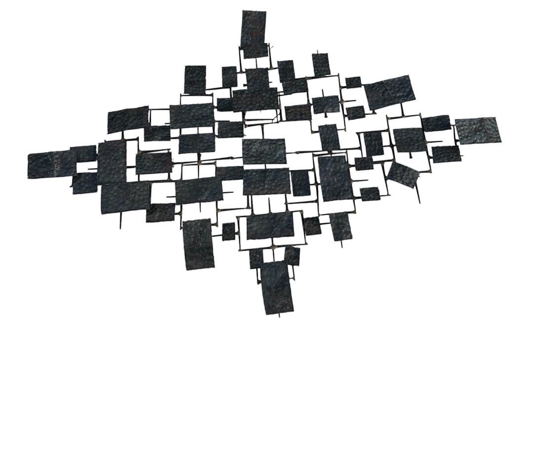 Rick Martin, Metal Wall Sculpture: Rick Martin, Metal Wall Sculpture. 4”H x 50”W x 36”PLEASE BY ADVISED, THE JOLIET WAREHOUSE MUST BE VACATED BY MARCH 31ST. THEREFORE, ITEMS MUST BE PICKED UP ON DESIGNATED PICK-UP DAT