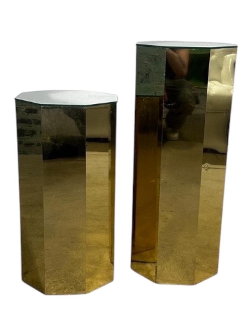 Mid-Century Style, Brass Mirrored Pedestals (1 of 6)