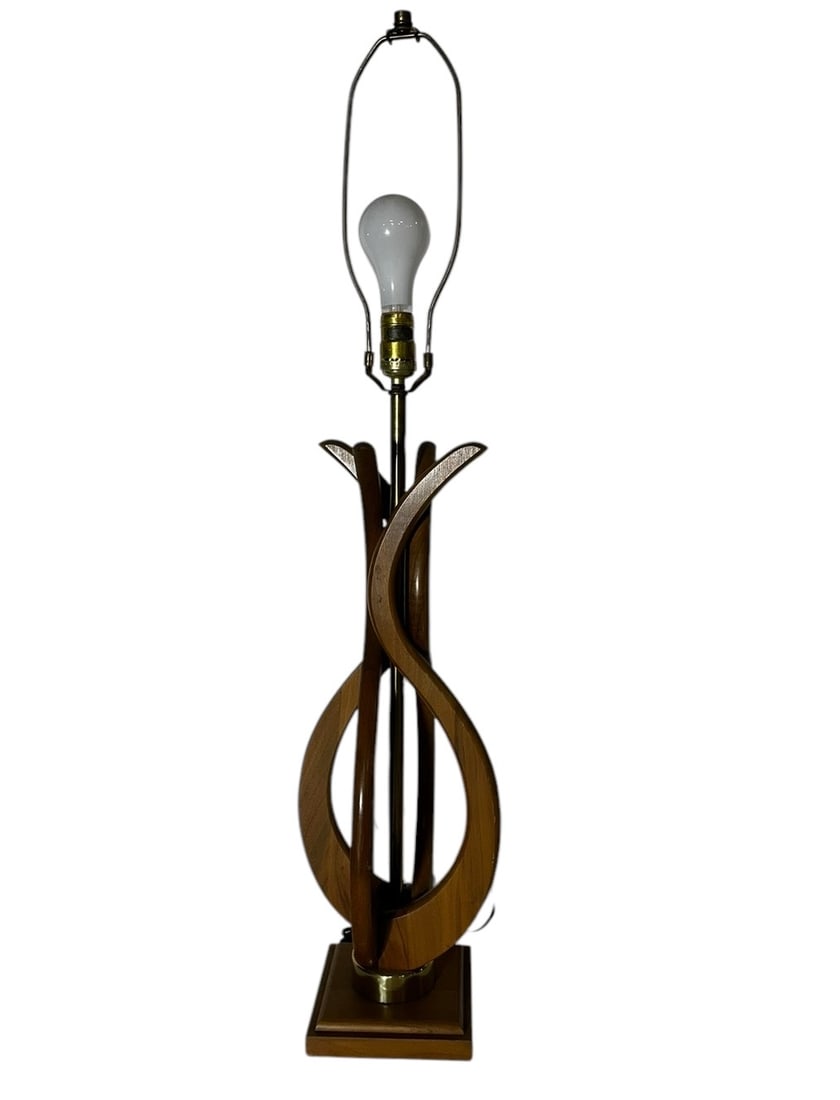 Mid-Century Style, Sculptural Flame Style Walnut Table Lamps (1 of 5)