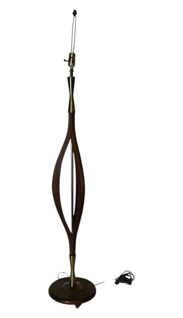 Mid-Century Style, Atomic Era Walnut and Brass Floor Lamp (1 of 6)