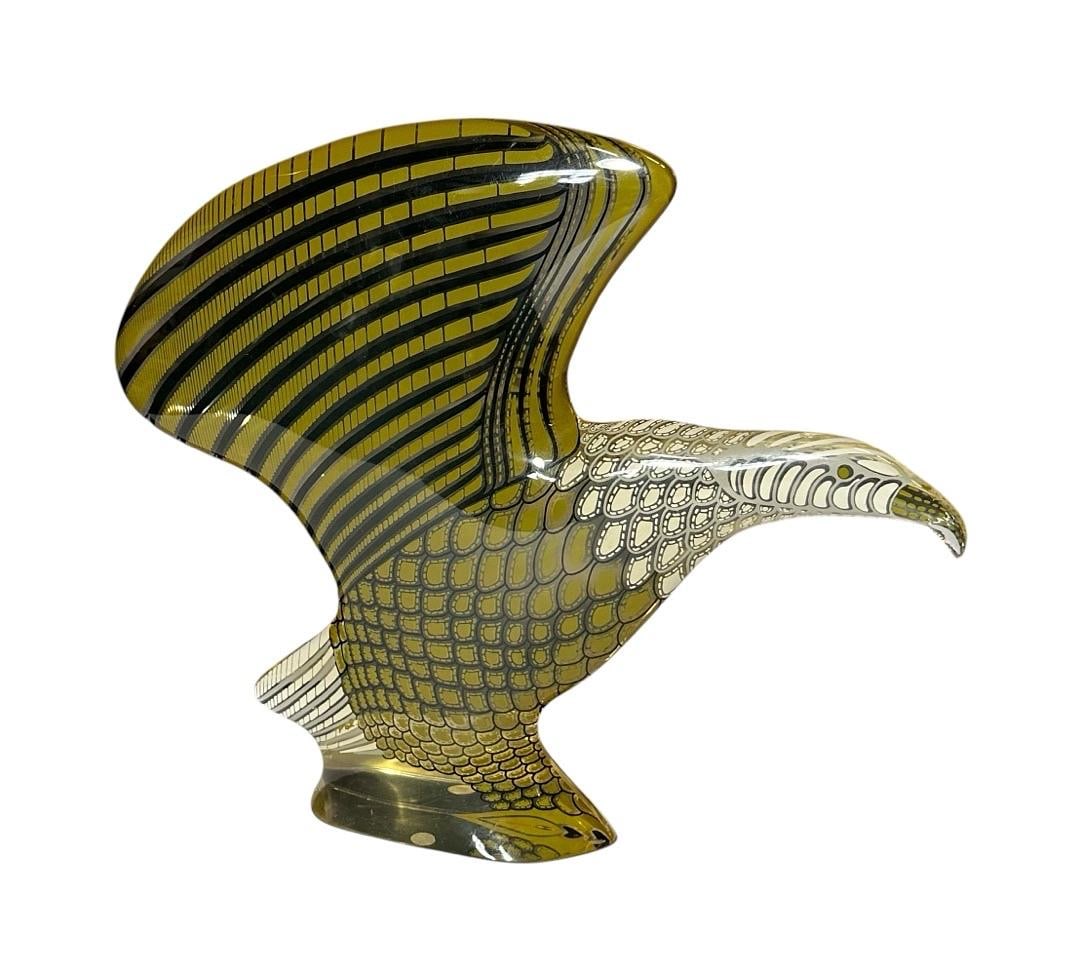 Abraham Palatnik, Mid-Century Lucite Eagle Statue, Brazil: Abraham Palatnik, Mid-Century Lucite Eagle Statue, Brazil. 10.5”H x 13”W x 2”DPLEASE BE ADVISED, THE JOLIET WAREHOUSE MUST BE VACATED BY MARCH 31ST. THEREFORE, ITEMS MUST BE PICKED U