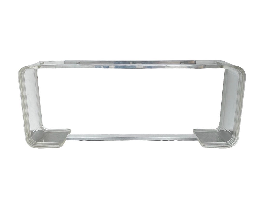 Style of Charles Hollis Jones, Lucite Console w/ Chrome Accents (1 of 8)