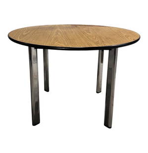 Joseph D'Urso for Knoll, Chrome Dining Table, 1993: Joseph D'Urso for Knoll, Chrome Dining Table, 1993. Base: 26.25"H x 25"W x 25"D Top: 1"H x 42" Diameter