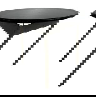 Post-Modern Style, Granite and Steel Side Table: Post-Modern Style, Granite and Steel Side Table. 17.75"H x 23.25" Diameter