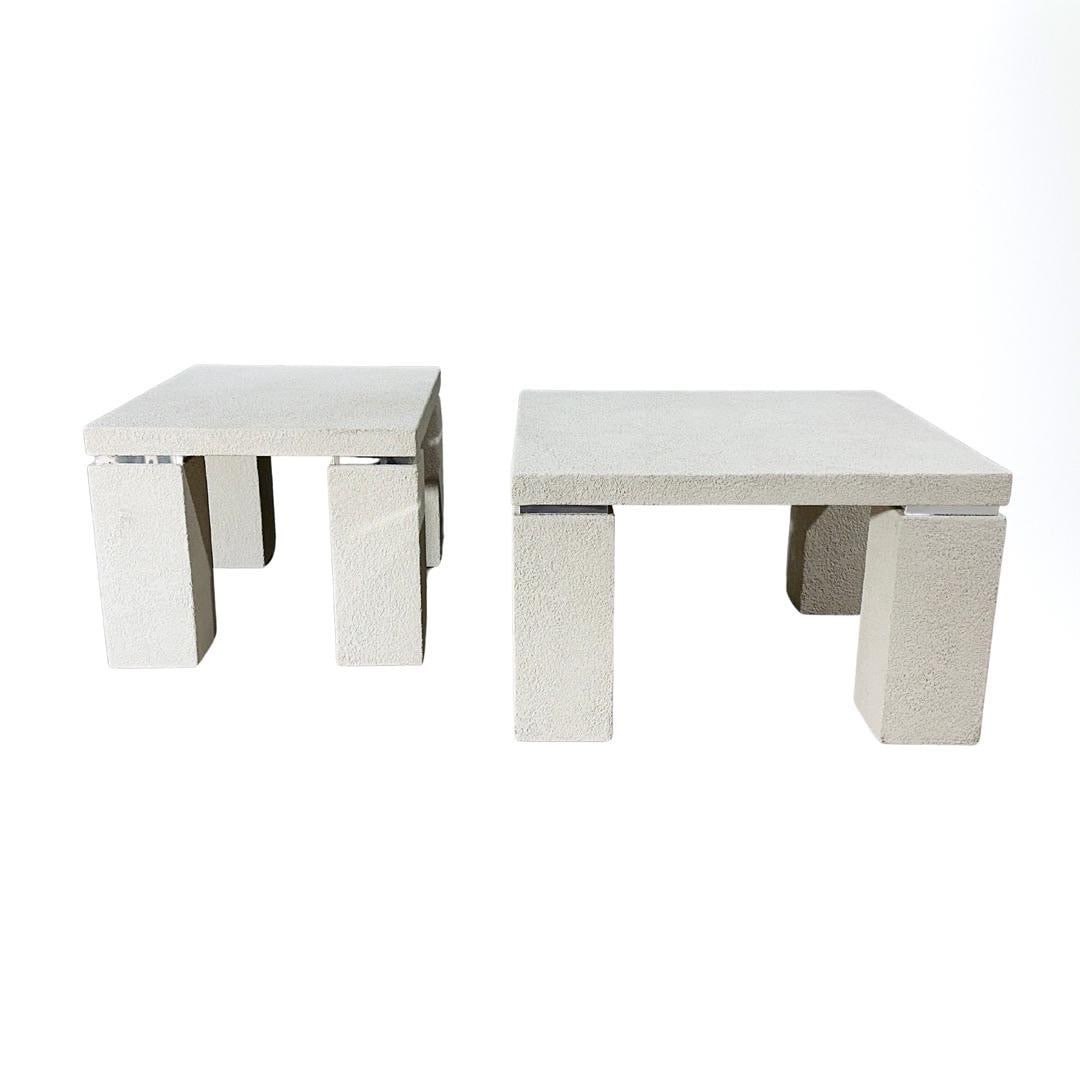 Post-Modern Style, Plaster and Chrome Coffee/End Tables, 1980s (1 of 8)