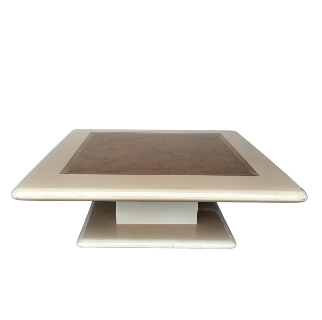 Style of Karl Springer, Laminate and Brass Coffee Table (1 of 5)