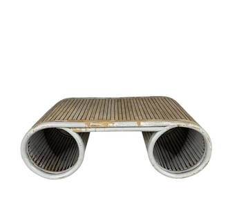 Large Bamboo Rattan Coffee Table: Large Bamboo Rattan Coffee Table. 16"H x 47.5"W x 26"D
