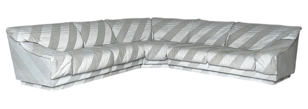 Post-Modern Style, Gray Striped Sectional, 1980s (1 of 7)