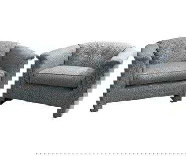 Post-Modern Style, Blue and White Lounge Chairs: Post-Modern Style, Blue and White Lounge Chairs. 27"H x 36"W x 29"D, Seat: 17"H x 18"D