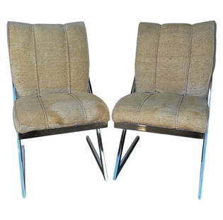 Style of Milo Baughman, Cantilevered Z Dining Chairs: Style of Milo Baughman, Cantilevered Z Dining Chairs. 34.25"H x 18.5"W x 22"D, Seat: 19"H x 18"D