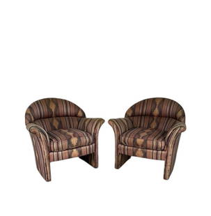 Milo Baughman for Thayer Coggin, Lounge Chairs in Southwestern Pattern: Milo Baughman for Thayer Coggin, Lounge Chairs in Southwestern Pattern. 33"H x 34"W x 32"D, Seat: 18"H x 19.5"D