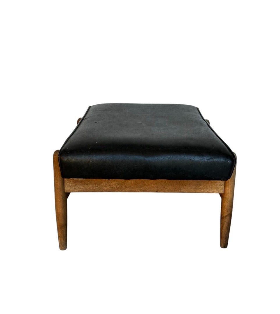 Attributed to Milo Baughman, Black Leather Foot Stool (1 of 6)