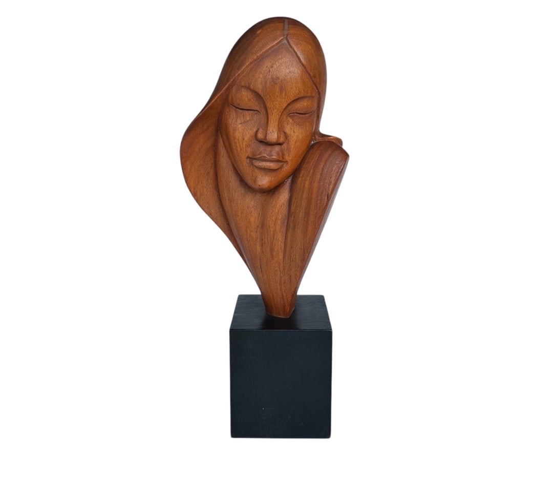 Art Deco Style, Hawaiian Teak Carving Madonna: Art Deco Style, Hawaiian Teak Carving Madonna. 20.5"H x 8.5"W x 5"D