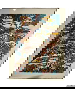 Lois Coren, Signed, Untitled Mixed Media Art, 1976: Lois Coren, Signed, Untitled Mixed Media Art, 1976. 36.25"H x 28.25"W
