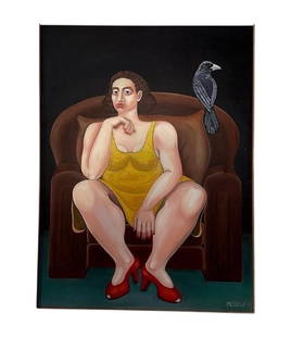 Mike Meadow, Signed, Oil on Canvas Painting, 1994: Mike Meadow, Signed, Oil on Canvas Painting, 1994. 48.25"H x 36.25"W