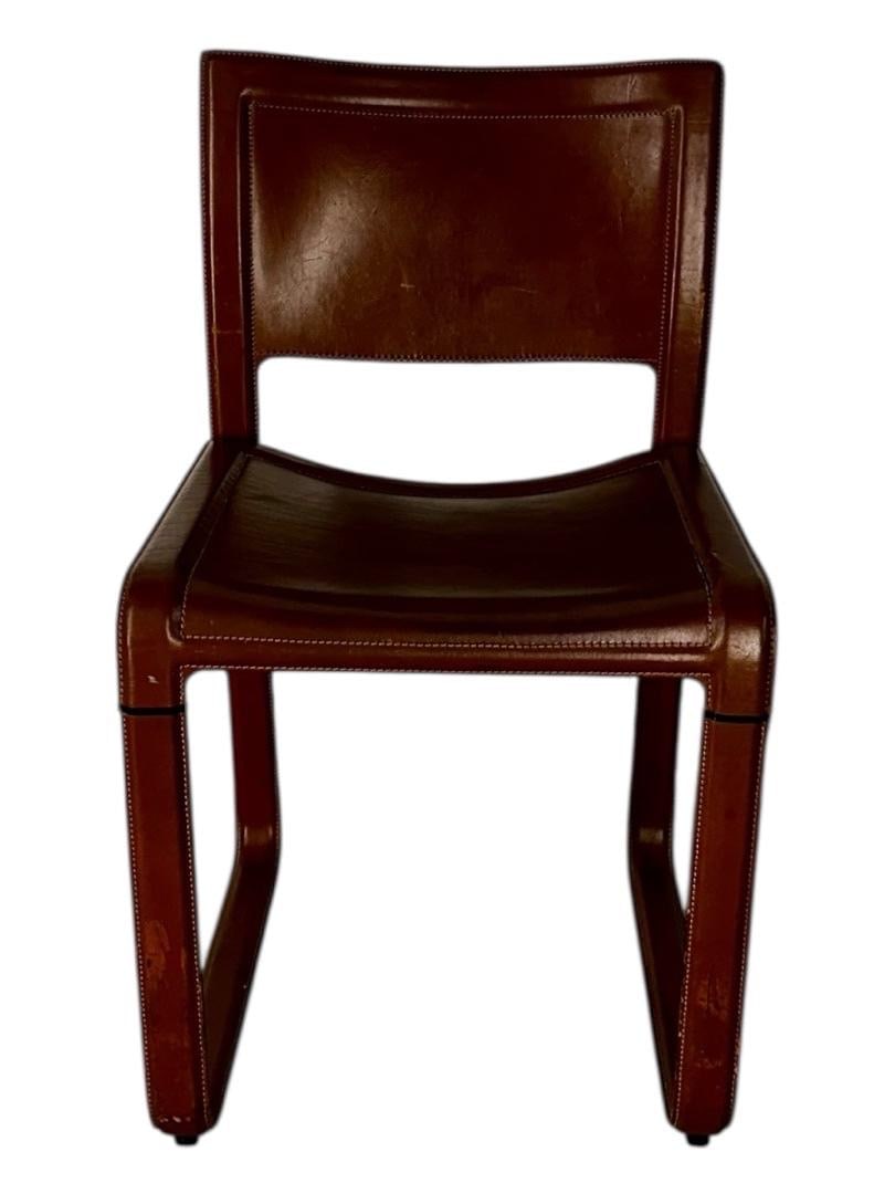 Tito Agnoli for Matteo Grassi, "Sistina" Leather Strap Chair: Tito Agnoli for Matteo Grassi, "Sistina" Leather Strap Chair. 32"H x 18.5"W x 17.5"D, Seat: 18"H x 16.5"D