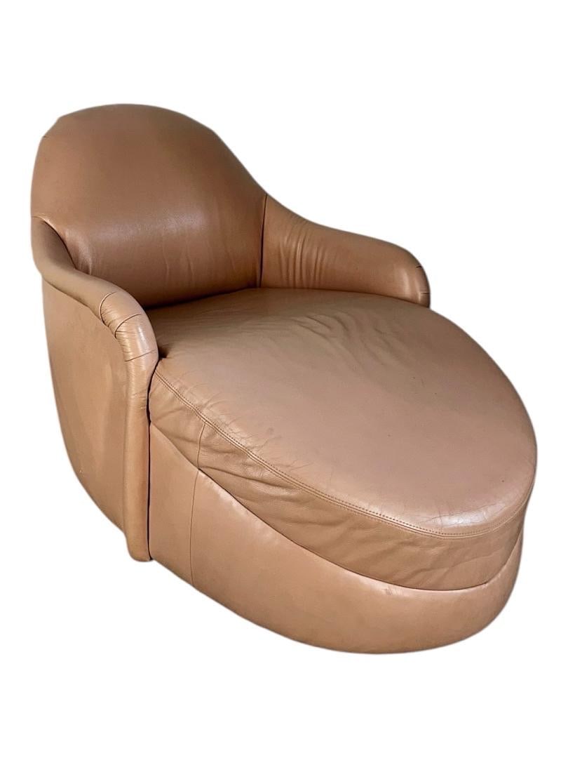 Thayer Coggin, Leather Chaise Lounge, 1995: Thayer Coggin, Leather Chaise Lounge, 1995. 30"H x 29"W x 50"D, Seat: 15"H x 38.5"D