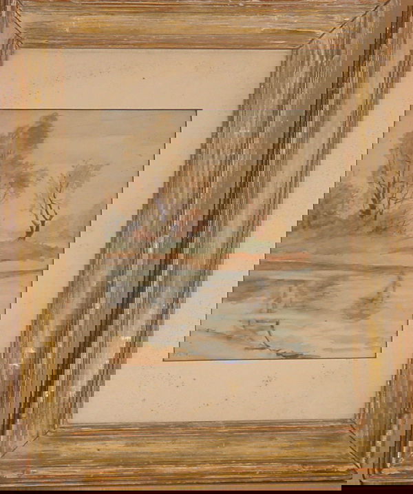 Peter Moran (1841-1914) attributed: Moran, River Scene, watercolor, 11 by 9 inches