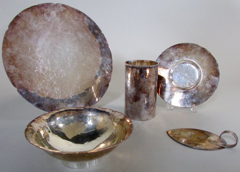 Five Hand Hammered Silver Tablewares (1 of 5)