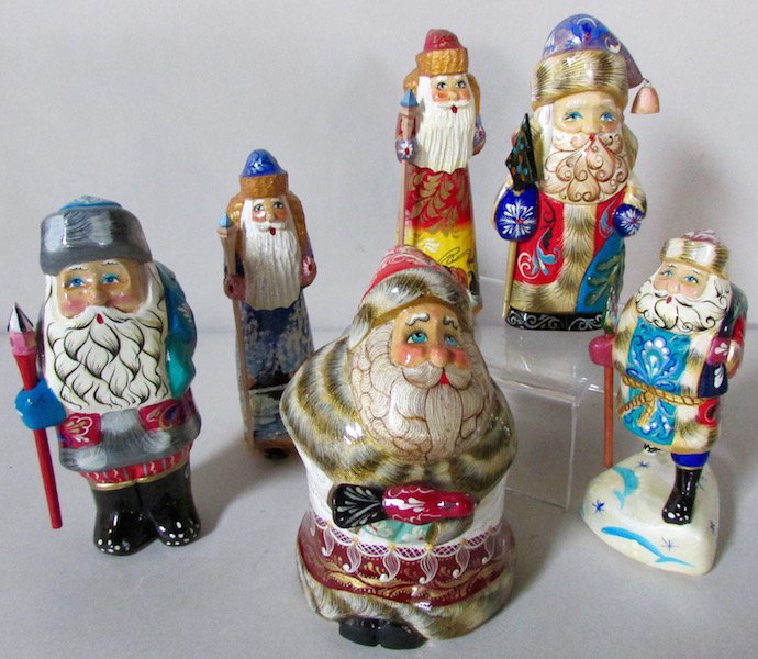 6 Carved and Painted Santas (1 of 5)
