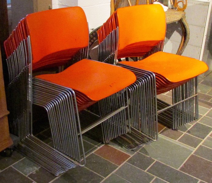 29 Chrome and Painted Metal Stacking Chairs by G/F (1 of 3)